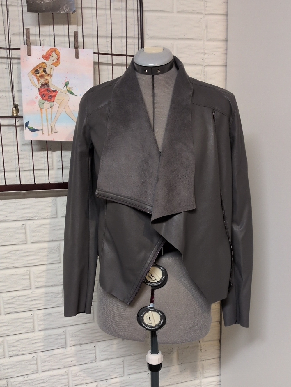 BLANKNYC Faux Leather Moto Jacket XS Charcoal